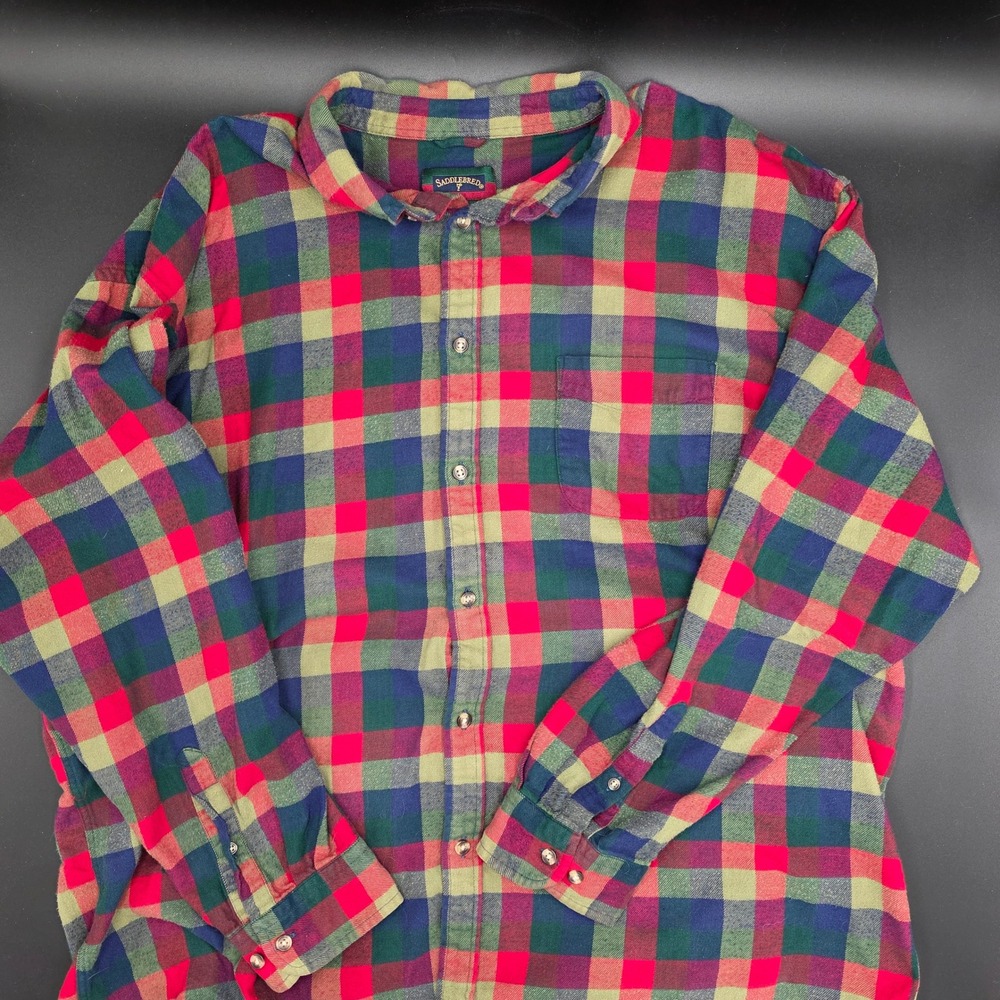 Saddlebred Mens Plaid Flannel Button‎ Up Shirt Long Sleeve Casual XXL